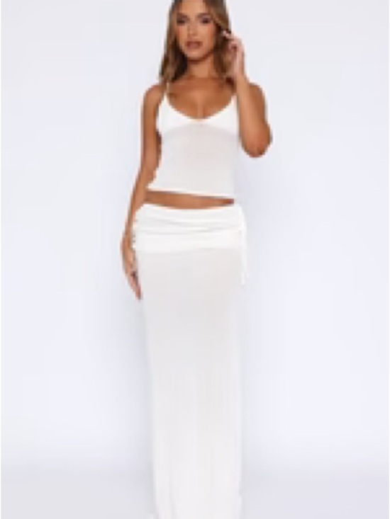 White Fox Boutique Dresses & Skirts - White Fox Stand and Stare Boutique White Maxi Skirt with Side Zipper